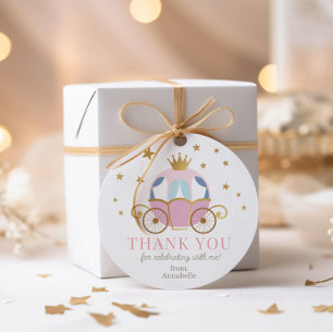 Pink Princess Birthday Party Stickers