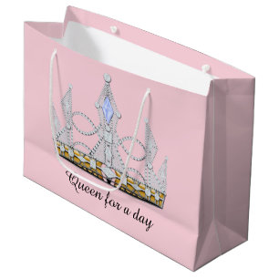 Pink Princess Birthday Tiara Crown Large Gift Bag