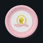 Pink Princess Cameo Birthday Paper Plate<br><div class="desc">Adorable princess girl birthday party collection.</div>