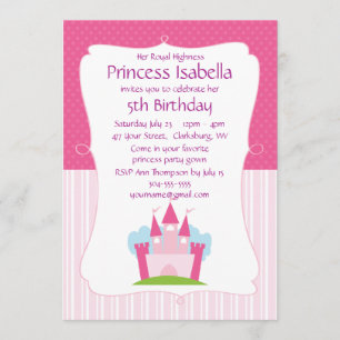 Pink Princess Castle Birthday Invitation