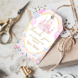 Pink Princess Castle Girl Birthday Party Gift Tags