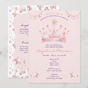 Pink Princess Celestial Stars Aligned Baby Shower Invitation