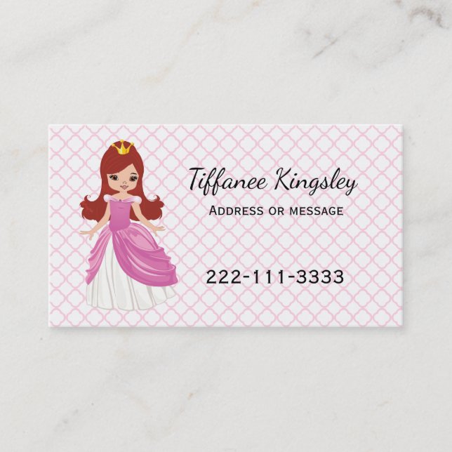 Pink Princess Childs ou carte de réseau maman (Devant)