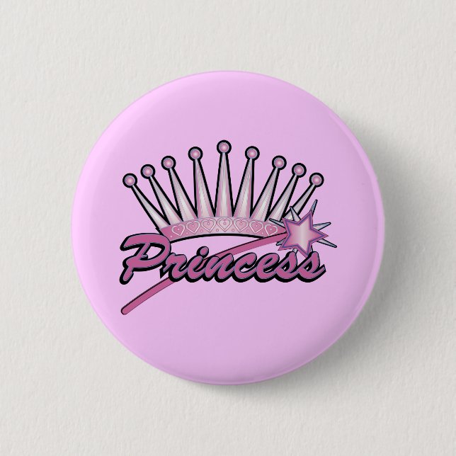 Pink Princess Crown 2 Inch Round Button (Front)