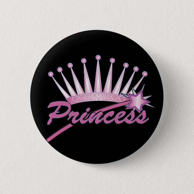 Pink Princess Crown 2 Inch Round Button (Front)