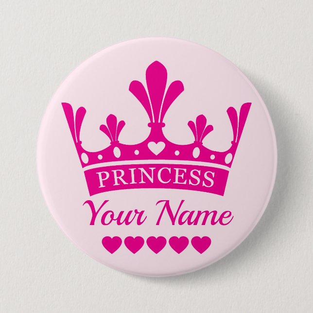 Pink Princess Crown 3 Inch Round Button (Front)