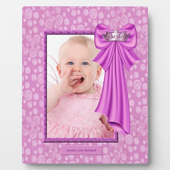 Pink Princess Crown Baby Cadre photo Plaque (Devant)