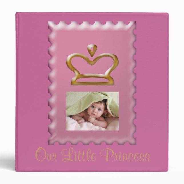 Pink Princess Crown Baby Girl Photo Album Binder (Front)