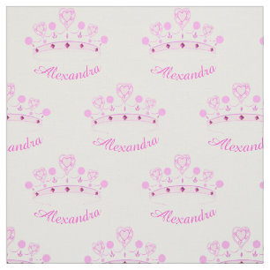 Pink Princess Crown Custom Name Fabric