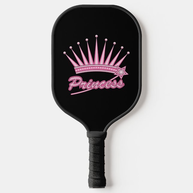 Pink Princess Crown Pickleball Paddle (Front)
