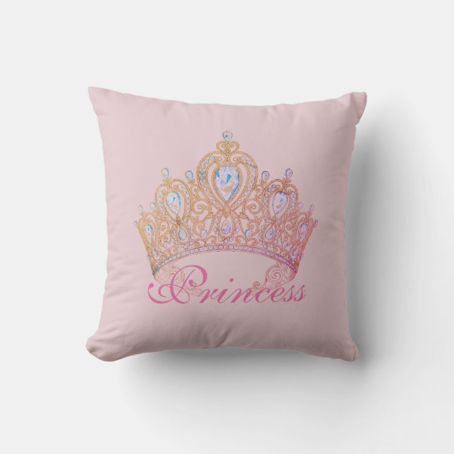 Pink Princess Crown Pillow (Front)