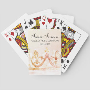 Pink Princess Crown Sweet Sixteen Party Favour Playing Cards