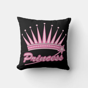 Pink Princess Crown Throw Pillow