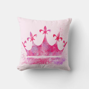Pink Princess Crown Throw Pillow