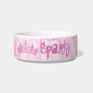 Pink Princess Crown Tiara Jewelled Pet Food Bowl