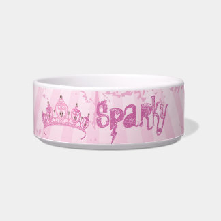 Pink Princess Crown Tiara Jewelled Pet Food Bowl