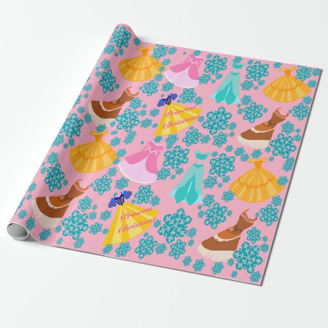 Pink Princess Dress wrapping paper  (Unrolled)