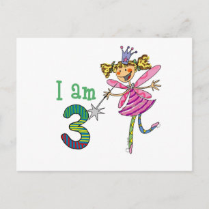 Pink princess fairy (age 3) postcard