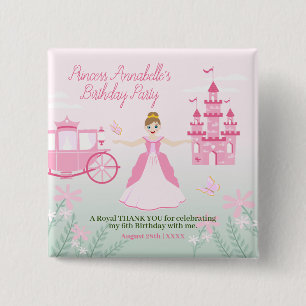 Pink Princess Fantasy Birthday Party 2 Inch Square Button