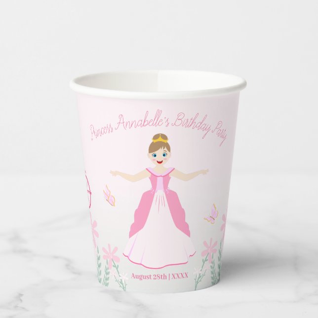 Pink Princess Fantasy Birthday Party Paper Cups (Left)