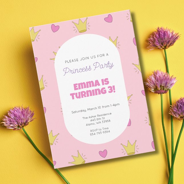 Pink Princess Girls Birthday Party Invitation  (Creator Uploaded)