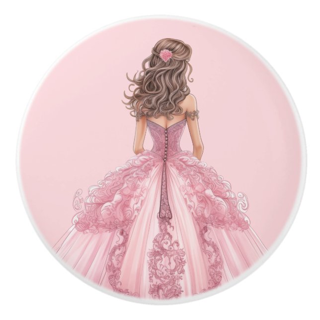 Pink Princess Girl's Girly Ceramic Knob (Front)