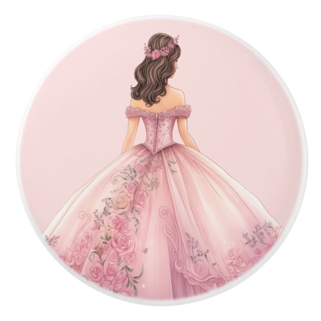 Pink Princess Girl's Girly Ceramic Knob (Front)