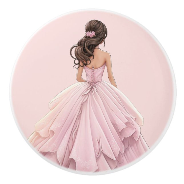 Pink Princess Girl's Girly Ceramic Knob (Front)