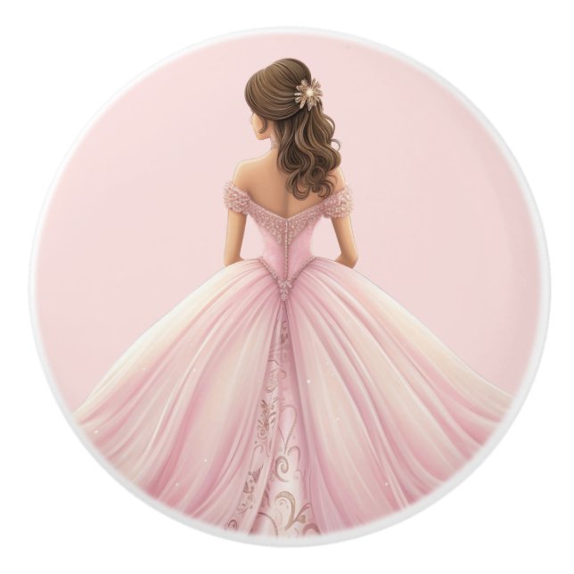 Pink Princess Girl's Girly Ceramic Knob (Front)