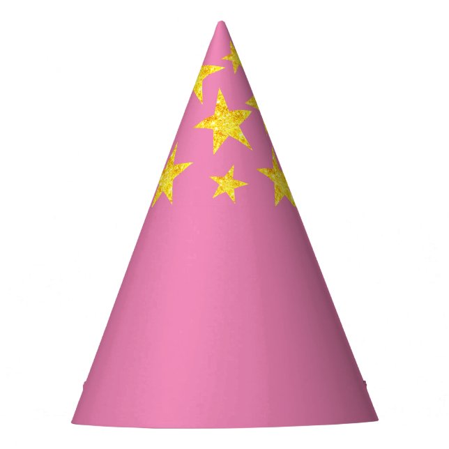 Pink Princess Gold Star Party Hat (Front)
