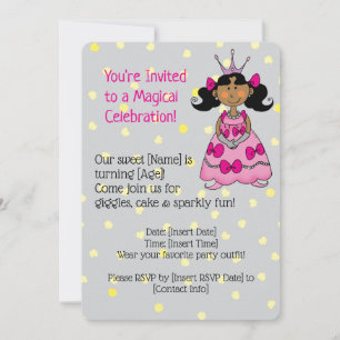 Pink Princess Invitation de fête d'anniversaire