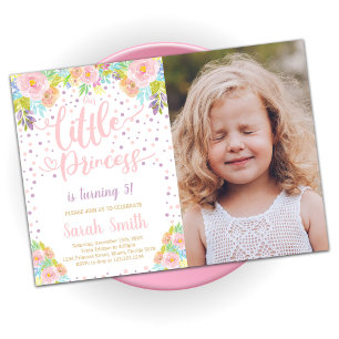 Pink Princess Invitations d'anniversaire avec phot