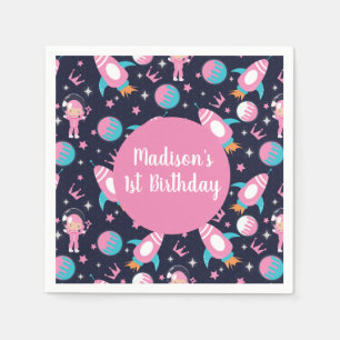 Pink Princess Landing to the Moon Napkin
