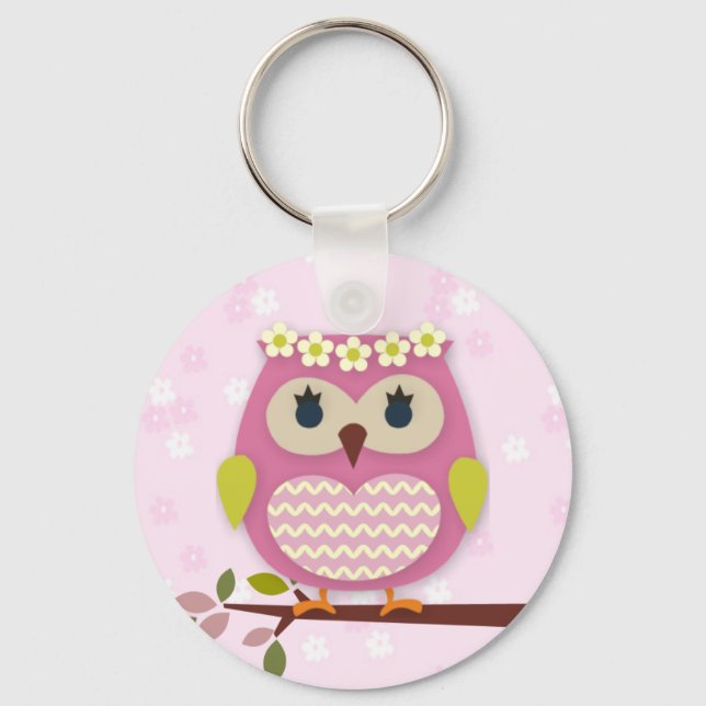 Pink Princess Owl 02 Keychain (Front)