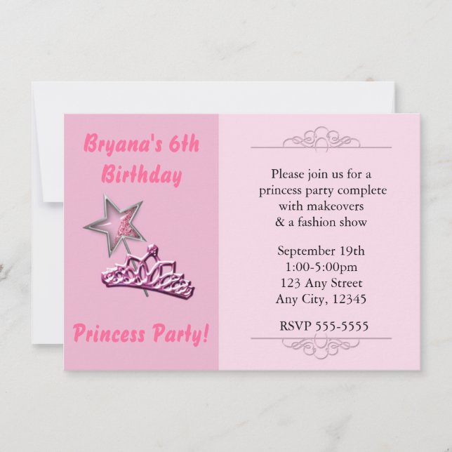 Pink Princess Party Anniversaire Invitations bague (Devant)