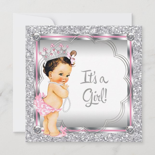 Pink Princess Pearl Baby Shower Invitation (Front)