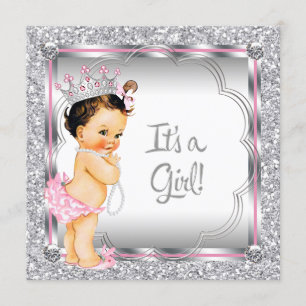 Pink Princess Pearl Baby Shower Invitation