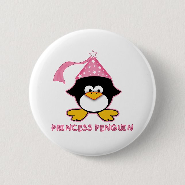 Pink Princess Penguin 2 Inch Round Button (Front)