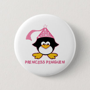 Pink Princess Penguin 2 Inch Round Button