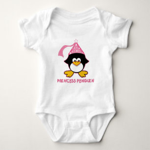Pink Princess Penguin Baby Bodysuit