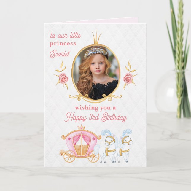 Pink Princess Photo Carte de voeux Anniversaire (Devant)