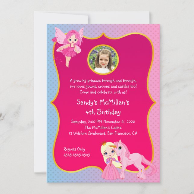 Pink Princess Pony Birthday Invitation (Front)