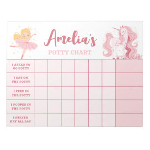 Pink Princess Potty Chart Personalized Name Tasks Notepad