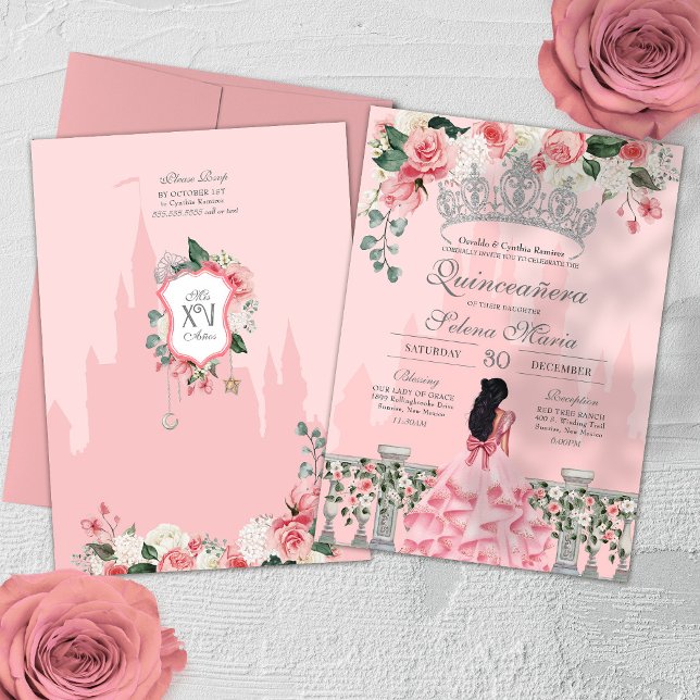 Pink Princess Quinceañera Invitation (Creator Uploaded)