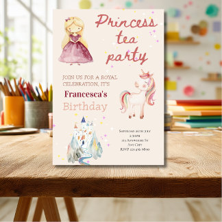 Pink Princess Tea Party birthday Invitation