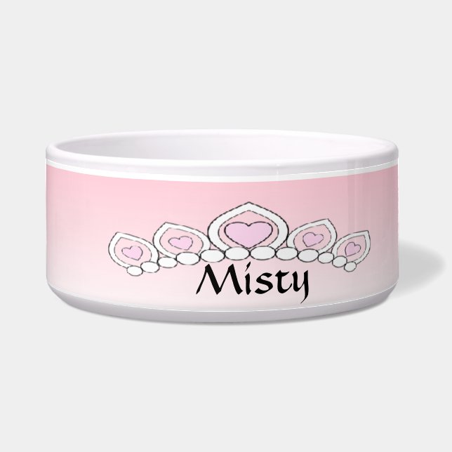 Pink Princess Tiara Dog Dish (Front)