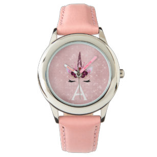 Pink Princess Unicorn Rose Gold Blush Pink Glitter Watch