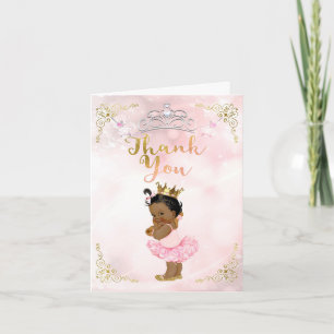 Pink Princess Vintage Baby Girl Ethnic Thank You Card