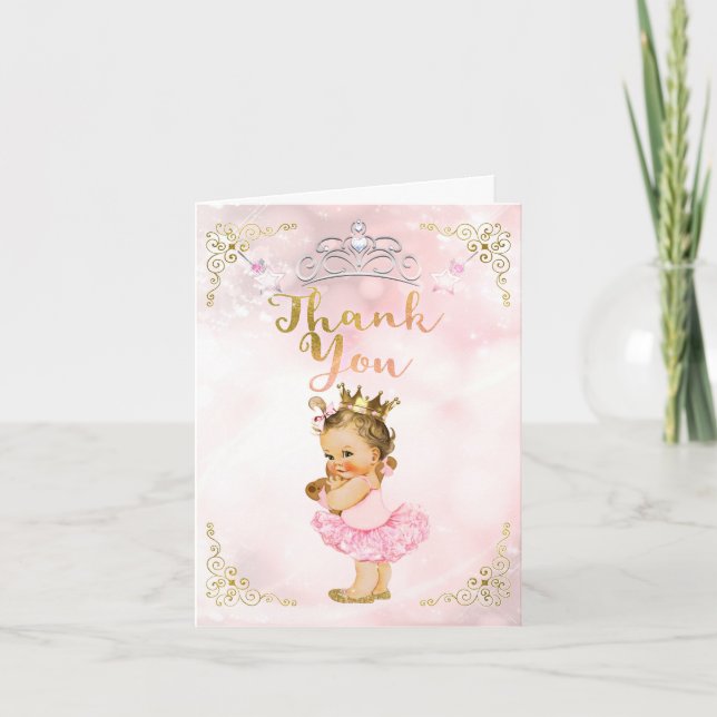 Pink Princess Vintage Baby Girl Light Thank You (Front)