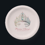 Pink Princess Watercolor Tiara Birthday Paper Plate<br><div class="desc">Pink Princess Watercolor Tiara Birthday paper plates feature a beautifully illustrated princess crown on a blush pink background.</div>
